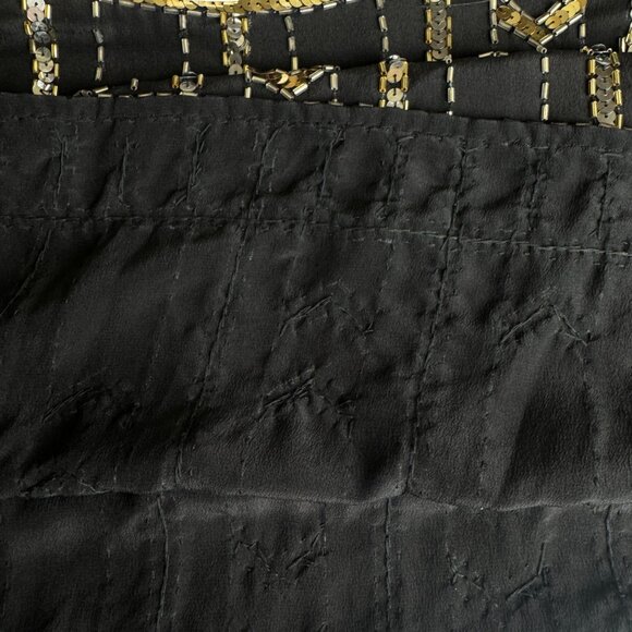 Vintage 80's Three Flaggs 100% Silk Beaded Sequins Blouse Top Sz Large Black - Picture 13 of 13
